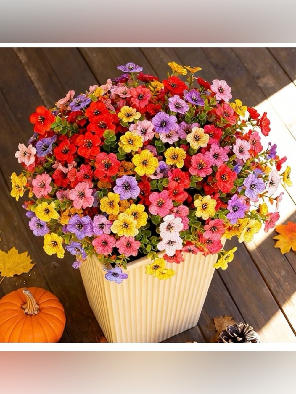 Artificial Flowers for Outdoor,12 Bundles Silk Fake Flowers, SEALED PACKAGE